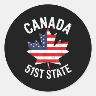Canada 51st State Usa Flag Canada 51st State Vinta Classic Round Sticker