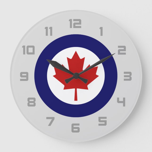 Canada Aeroplane Military Maple Leaf Emblem Large Clock (Front)