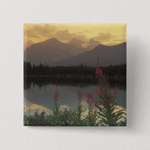 Canada, Alberta, Banff. Sunrise scenic of 15 Cm Square Badge