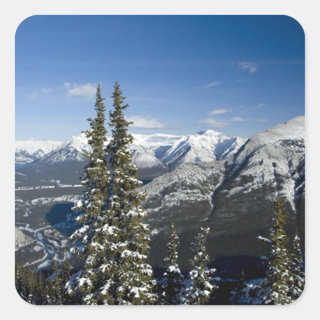 Canada, Alberta, Banff. Views of the Bow Valley Square Sticker (Front)