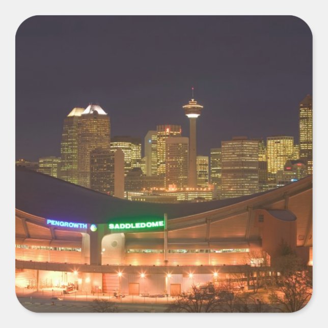 Canada, Alberta, Calgary: City Skyline from Square Sticker (Front)