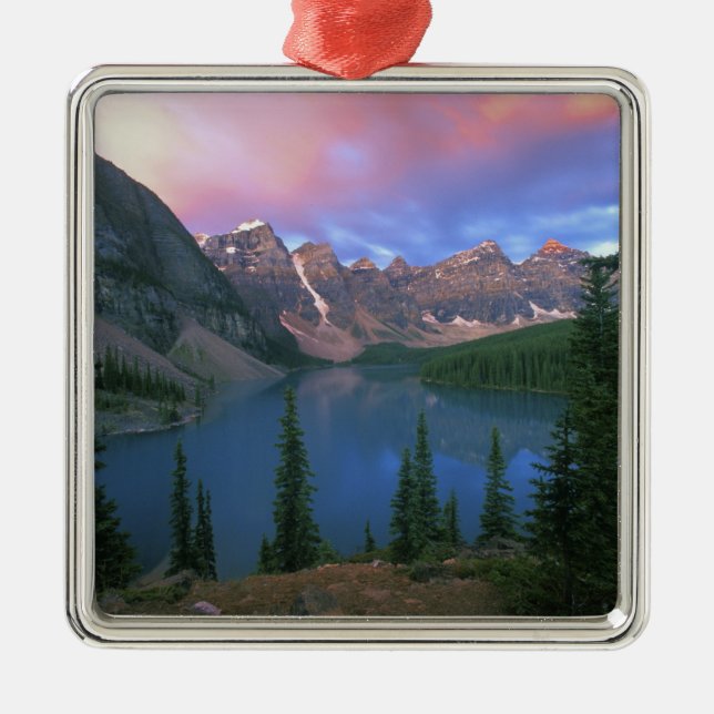 Canada, Alberta, Lake Moraine at Dawn, Banff Metal Ornament (Front)