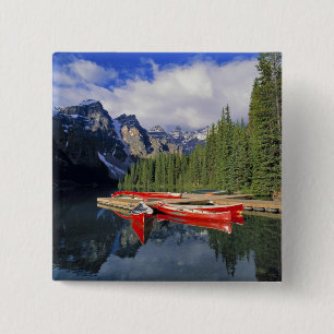 Canada, Alberta, Moraine Lake. The glassy 15 Cm Square Badge