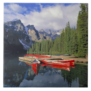 Canada, Alberta, Moraine Lake. The glassy Ceramic Tile