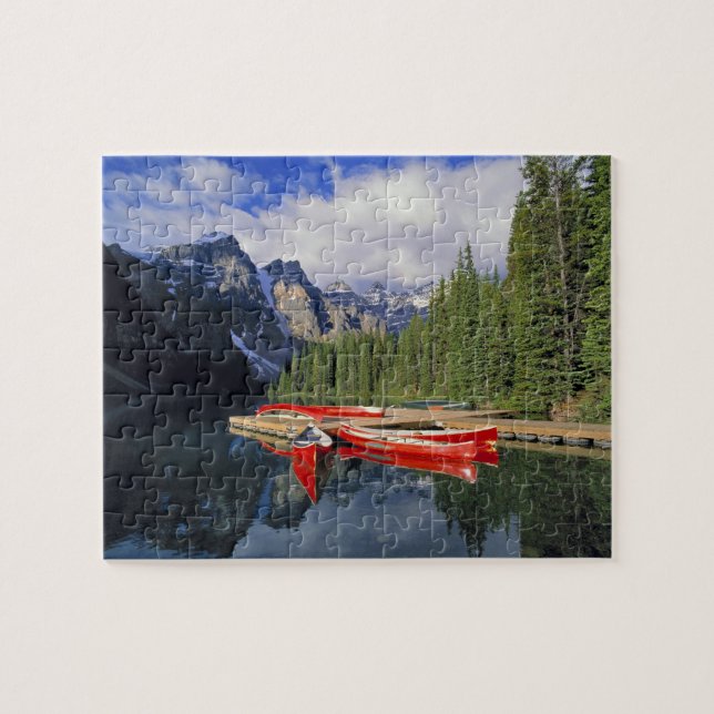 Canada, Alberta, Moraine Lake. The glassy Jigsaw Puzzle (Horizontal)