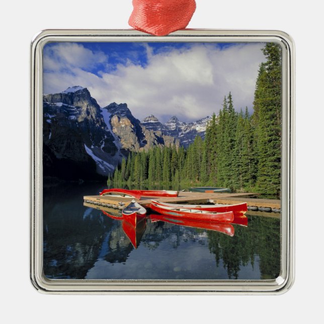 Canada, Alberta, Moraine Lake. The glassy Metal Ornament (Front)