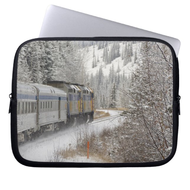 Canada, Alberta. VIA Rail Snow Train between Laptop Sleeve (Front)
