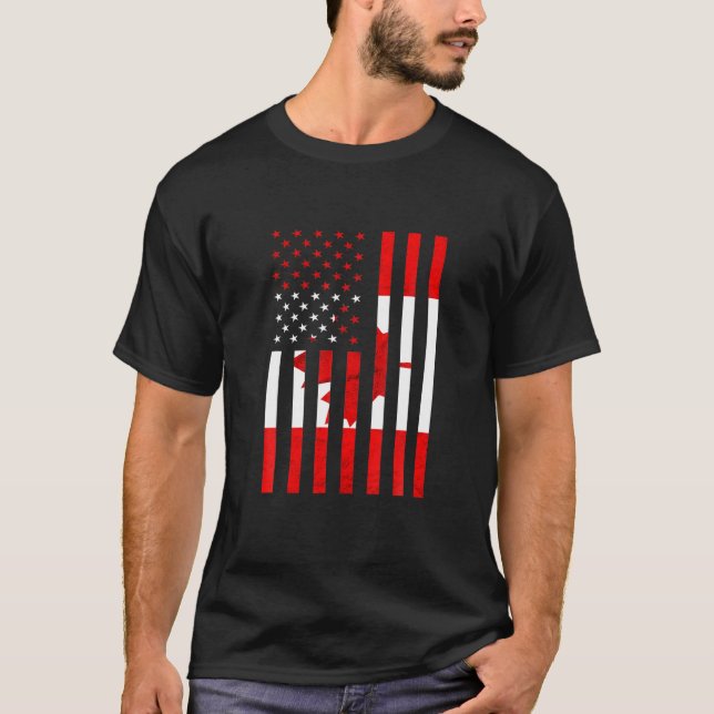 Canada America USA Canadian Pride Canadian Flag Ma T-Shirt (Front)