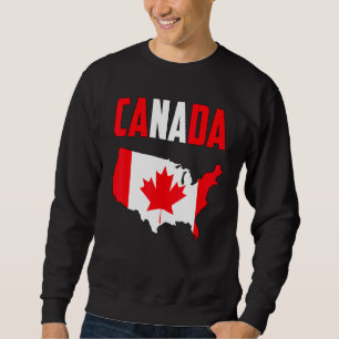 Canada American Map Canadian Flag Maple Leaf Graph Sweatshirt