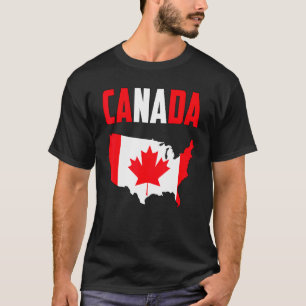 Canada American Map Canadian Flag Maple Leaf Graph T-Shirt