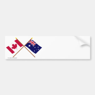 Canada and Australia Crossed Flags Bumper Sticker