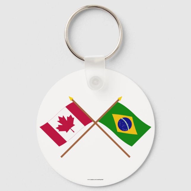 Canada and Brazil Crossed Flags Key Ring (Front)