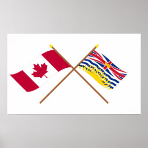 Canada and British Columbia Crossed Flags Poster