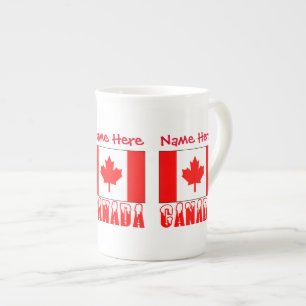 Canada and Canadian Flag Red Personalisation  Bone China Mug