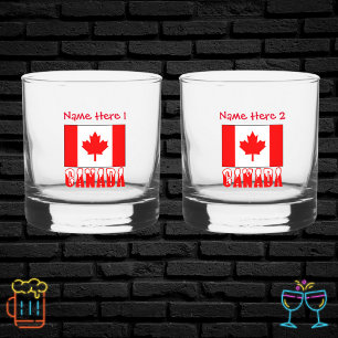 Canada and Canadian Flag Red Personalisation Whiskey Glass