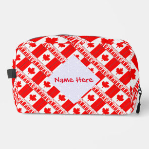 Canada and Canadian Flag Tiled Red Personalisation Dopp Kit