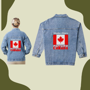 Canada and Canadian Flag White Personalisation Denim Jacket