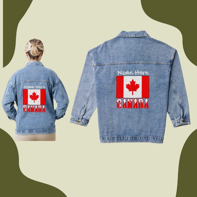 Canada and Canadian Flag White Personalisation Denim Jacket (Creator Uploaded)