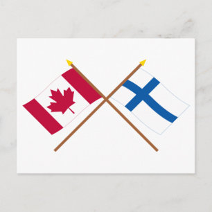 Canada and Finland Crossed Flags Postcard