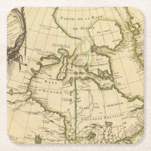 Canada and Greenland Square Paper Coaster