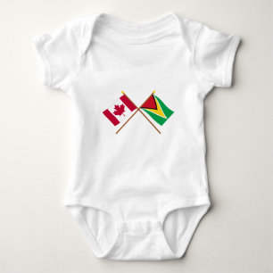 Canada and Guyana Crossed Flags Baby Bodysuit