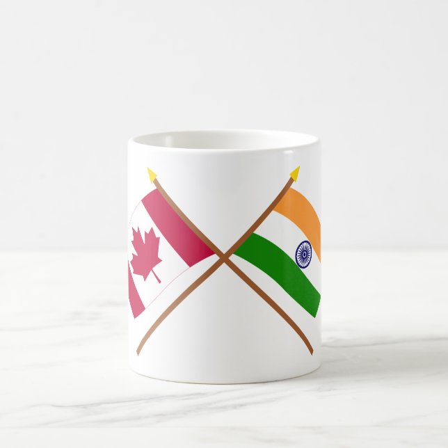 Canada and India Crossed Flags Coffee Mug (Center)