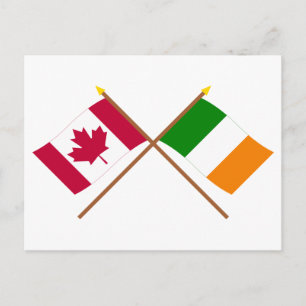 Canada and Ireland Crossed Flags Postcard