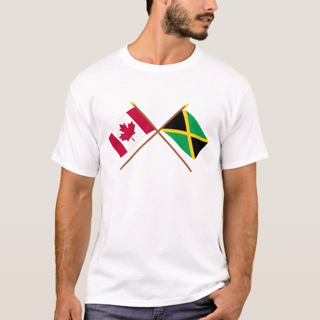 Canada and Jamaica Crossed Flags T-Shirt (Front)