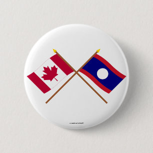 Canada and Laos Crossed Flags 6 Cm Round Badge