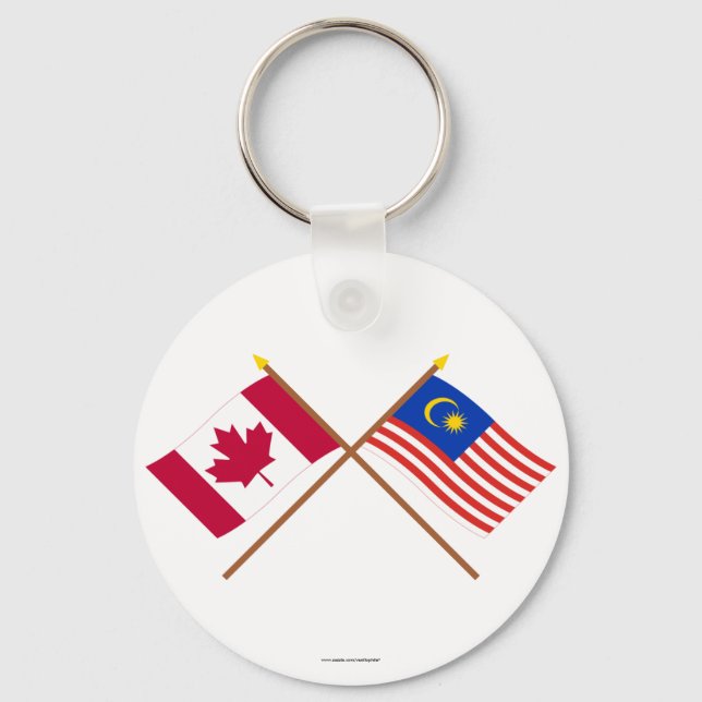 Canada and Malaysia Crossed Flags Key Ring (Front)