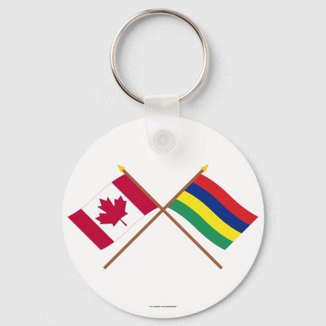Canada and Mauritius Crossed Flags Key Ring (Front)