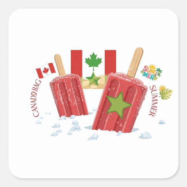 Canada and Morocco Summer Popsicle Square Sticker (Front)