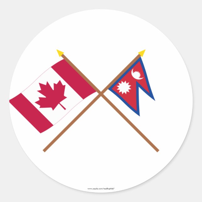 Canada and Nepal Crossed Flags Classic Round Sticker (Front)