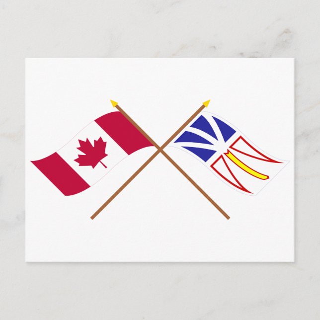 Canada and Newfoundland Crossed Flags Postcard (Front)
