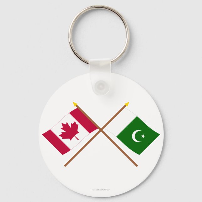 Canada and Pakistan Crossed Flags Key Ring (Front)