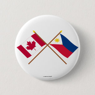 Canada and Philippines Crossed Flags 6 Cm Round Badge