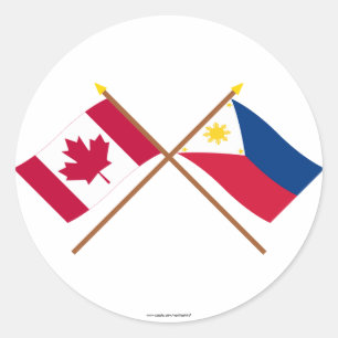 Canada and Philippines Crossed Flags Classic Round Sticker