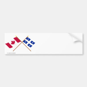 Canada and Quebec Crossed Flags Bumper Sticker