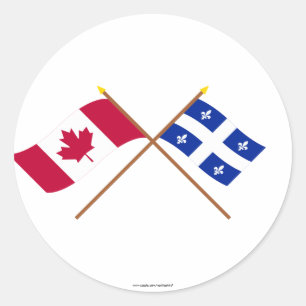 Canada and Quebec Crossed Flags Classic Round Sticker