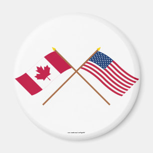 Canada and the United States Crossed Flags Magnet
