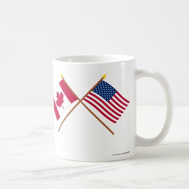 Canada and United States Crossed Flags Coffee Mug (Right)