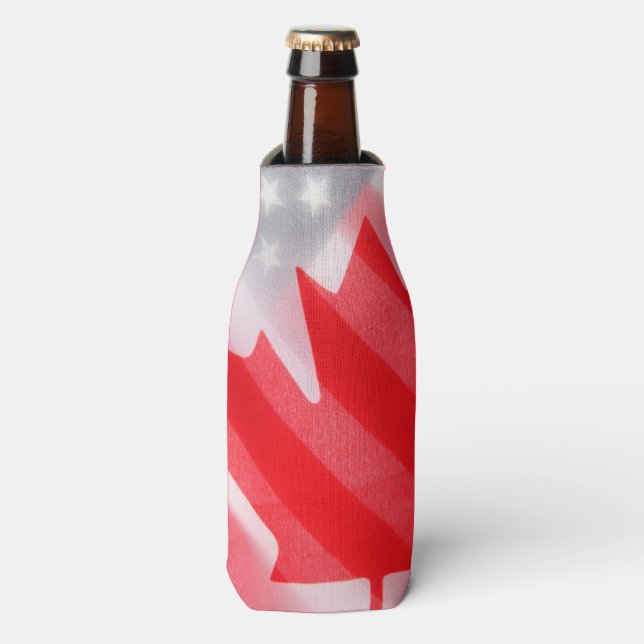 Canada and USA flags Bottle Cooler (Bottle Front)
