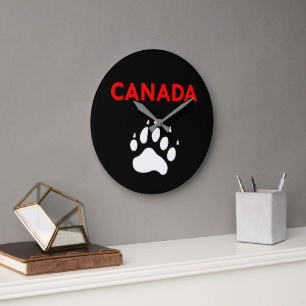 Canada Animal Paw Foot Print Color Large Clock