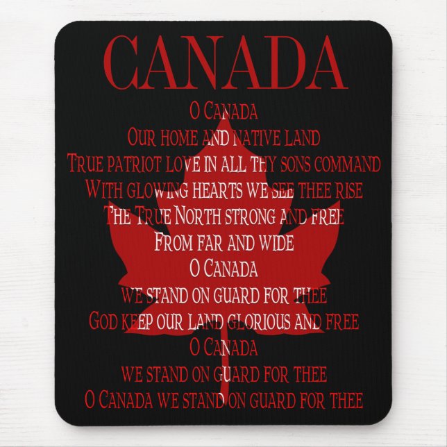 Canada Anthem Mousepad Canada Maple Leaf Mousepad (Front)