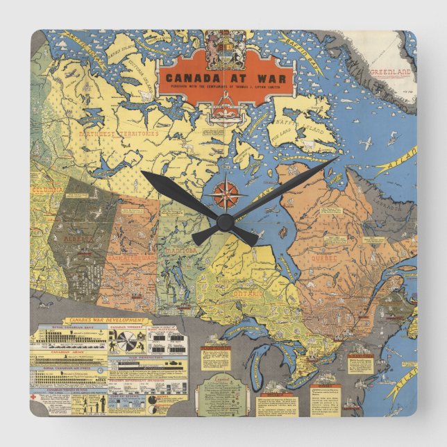 Canada At War Square Wall Clock (Front)
