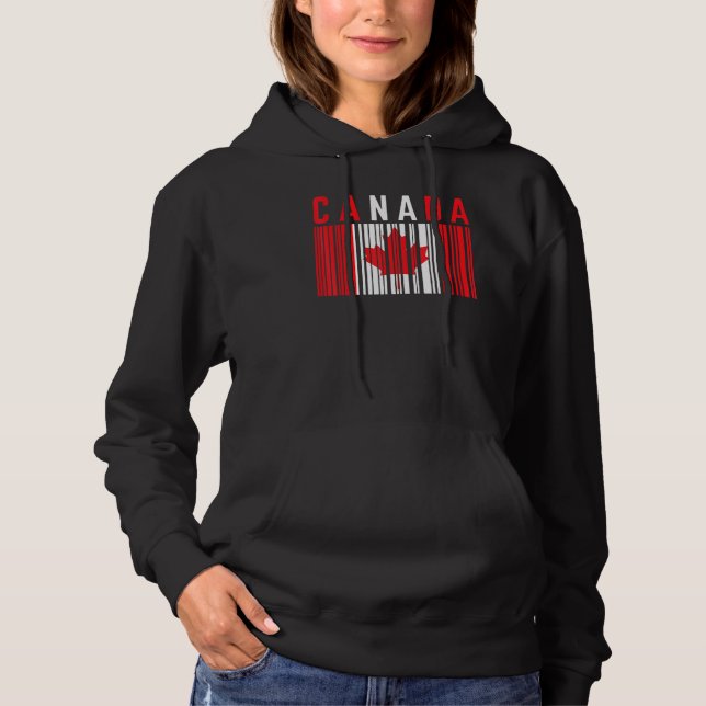 Canada Barcode Maple Leaf Canada Flag Pride Canadi Hoodie (Front)