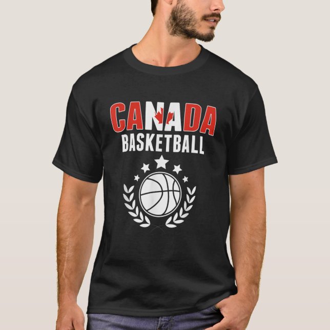 Canada Basketball Lovers Jersey Canadian Flag Spor T-Shirt (Front)
