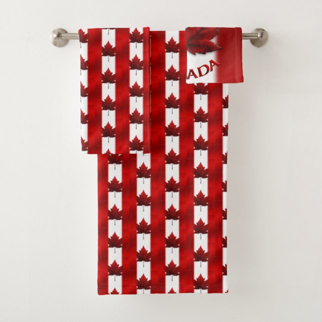 Canada Bath Towel Set Custom Canada Flag Towels (Insitu)
