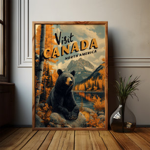 Canada Black Bear Vintage Travel Poster