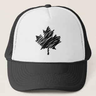 Canada Black Sketch Stylish Maple Leaf Trucker Hat